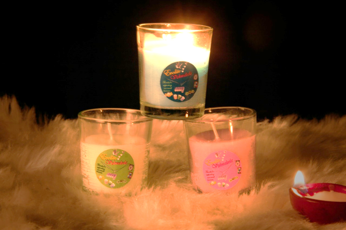 Multicolor scented candles