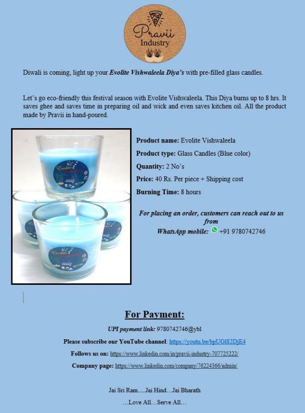 Evolite Votive Scented Glass Candles Pack of 2 (Aqua fresh) - Image 2
